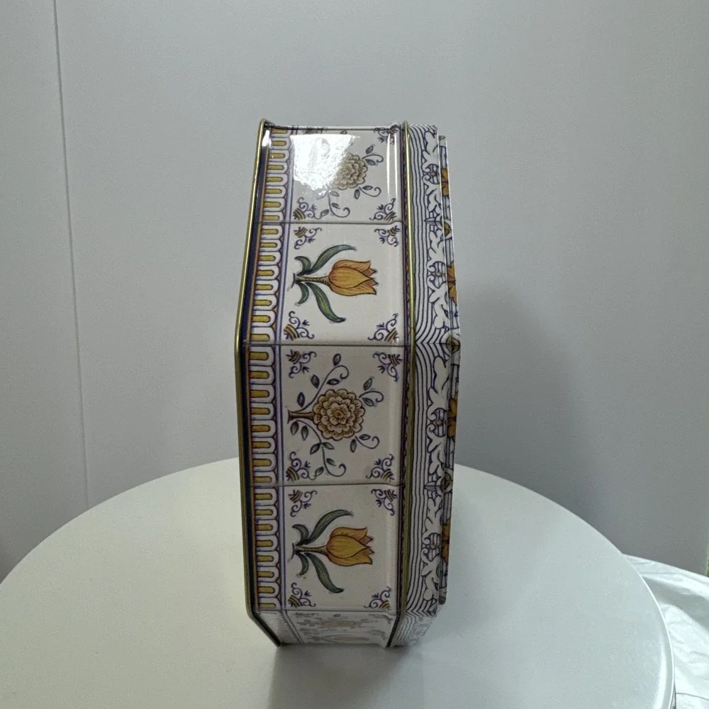 Vintage 90s Limited Edition Collector Decorative Floral Vase Tin Box Canister
